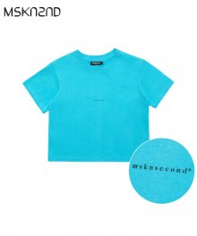미니 로고 크롭 티셔츠 시안 블루
