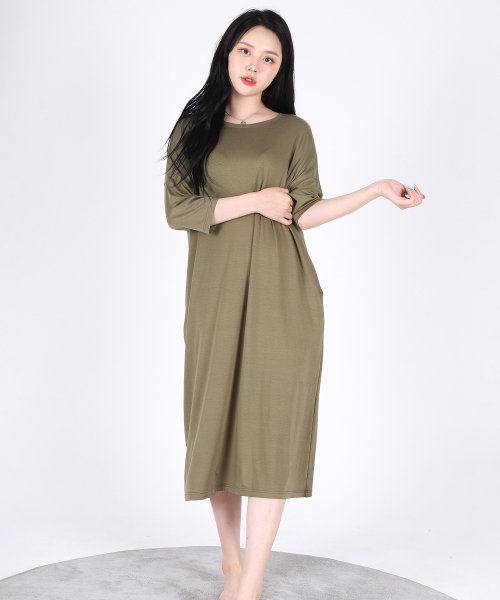 메리먼트(MERRIMENT) Long One-piece Soft Home wear(KHAKI) - 사이즈 & 후기 | 무신사