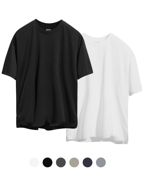 게인스보로(gainsboro) [2PACK] 오버핏 쿨 마이크로아이스 라운드 티셔츠 6COLOR