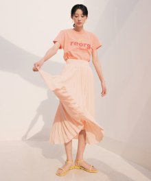 DUL LUSTER PLEATS SKIRT CORAL
