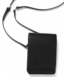 LEATHER CROSS BODY BAG BLACK(REAL LEATHER)