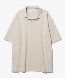 Silket Over Fit Polo Shirts [Light Beige]