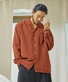 OPEN COLLAR STRING SHIRT _ BRICK