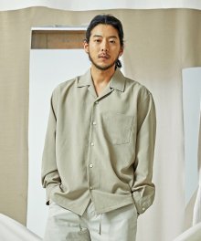 OPEN COLLAR STRING SHIRT _ BEIGE