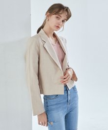 Iris Crop Linen Jacket_Pink Beige
