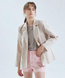Lina Single Linen Jacket_Pink Beige