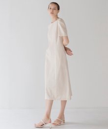 Puff Sleeve Line dress - Beige