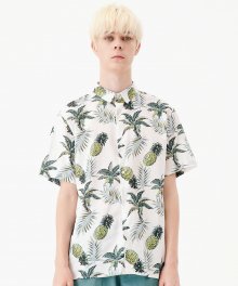 하와이안 파인 하프 셔츠 화이트