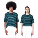 펠스파브룩(FELDSPAR BROOK) 30수 스트라이프 립 배색 티셔츠[NAVY/GREEN]