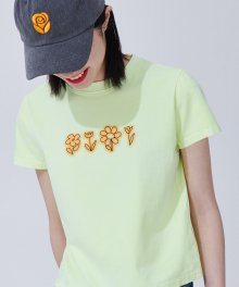 Flower drawing Pigment T-shirts [YELLOW]