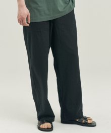 Wide Linen Pants [Black]