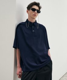 FOLDED PIQUE TEE DARK NAVY