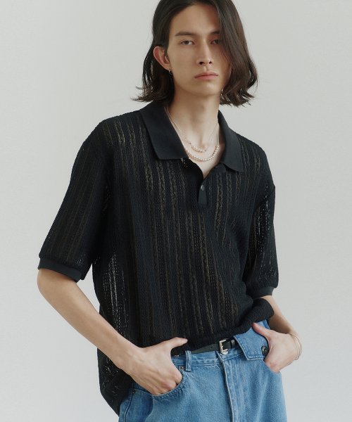 Рубашка lace pique short sleeve (Black)