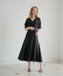 벨루아(VELUA) Stitched linen dress _ black
