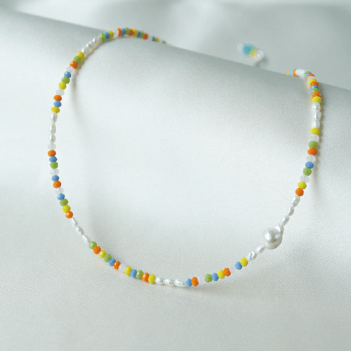 Five color mix pearl necklace