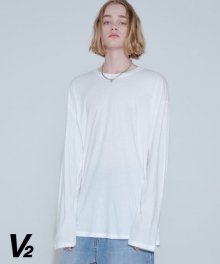 OVERFIT SOLID LOGO LONG T-SHIRT_WHITE