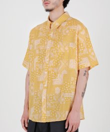 Bandana Pattern Short Sleeve Shirt Yellow