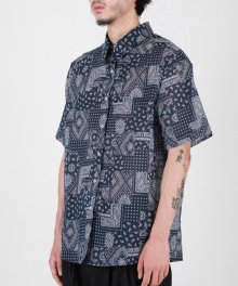 Bandana Pattern Short Sleeve Shirt Navy