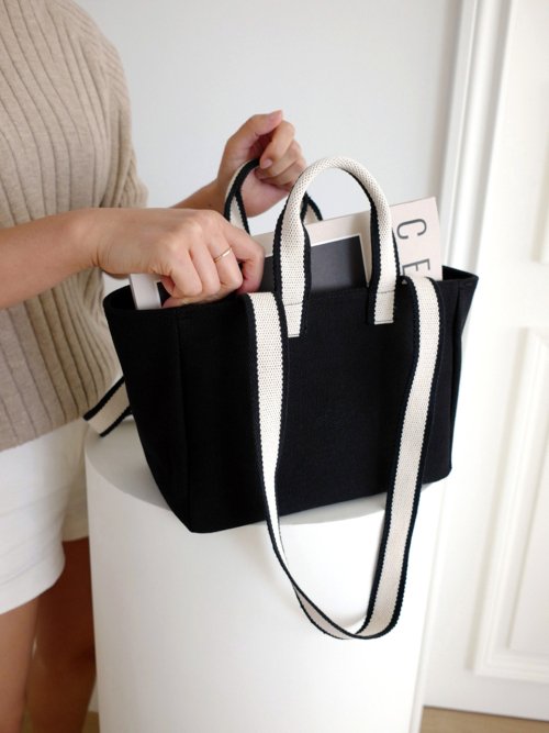 Mini Two-tone Strap Bag (black)