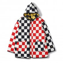Checkerboard Reversible Parka / White/Black/Red/Yellow