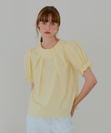 Pintuck Shirring Blouse  Yellow