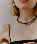 러브미몬스터(LOVE ME MONSTER) Black Chain & Leather Necklace