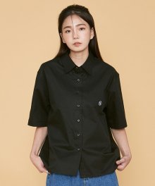 NOI097 베이직 오버핏 하프 셔츠 (블랙)
