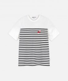 NOTE STRIPED TEE-BLACK