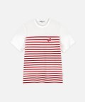 NOTE STRIPED TEE-RED