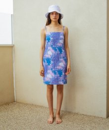 BLUE AURORA TIE-DYE MINI DRESS