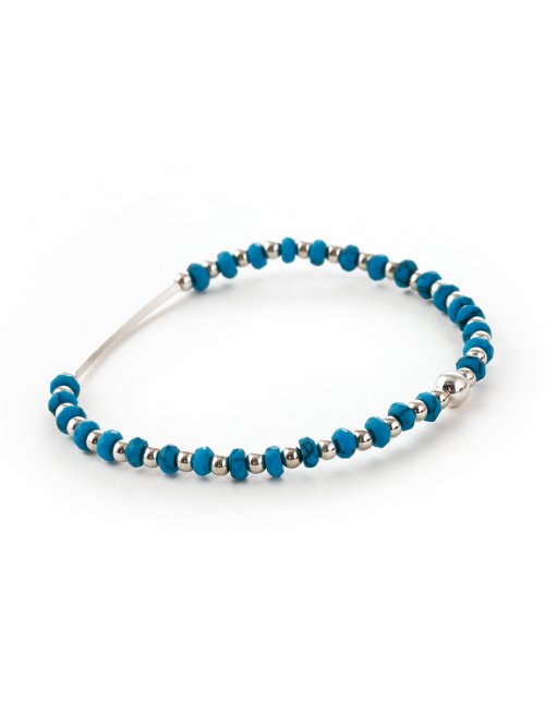 쇼브오프(SHOVEOFF) [Silver92.5]SVB - #S229 Round Bar Turquoise Bracelet