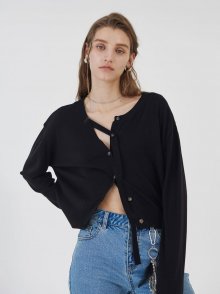 V-ROUND STRAP CARDIGAN (black)