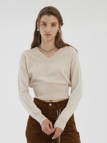 V-NECK LINE KNIT (beige)