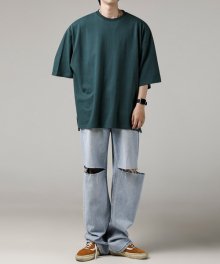 SLIT OVERSIZE SHORT TEE GREEN