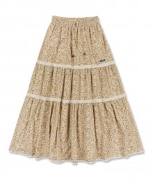 Floral Tiered Skirt [MULTI IVORY]