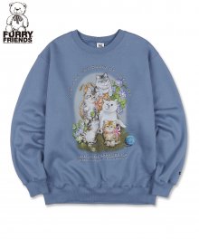 [UNISEX] Kitten Friends Sweatshirt  [BLUE]
