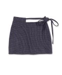 스컬프터(SCULPTOR) Waist Cut Out Wool Skirt [CHECK PURPLE]