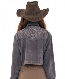 Corduroy Western Crop Shirt [CHARCOAL]