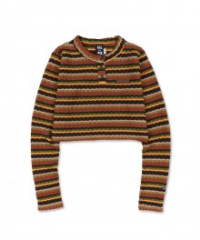 [SSS] Stripe Knit Crop Top [MULTI BROWN]