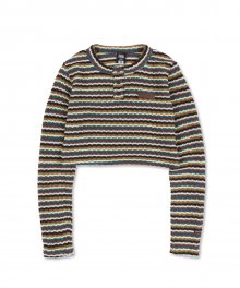 [SSS] Stripe Knit Crop Top [MULTI BLUE]