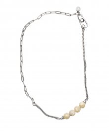 LIFUL MIX CHAIN NECKLACE silver