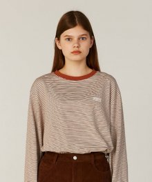 STRIPE JELLY PATCH LONG SLEEVE BROWN(CY2AFFT553A)