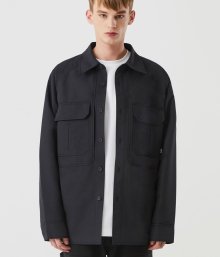 트렌치 스티치 오버핏 셔츠자켓 (BLACK)