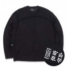 TRIPLE LOGO CUTTING KNIT-BLACK