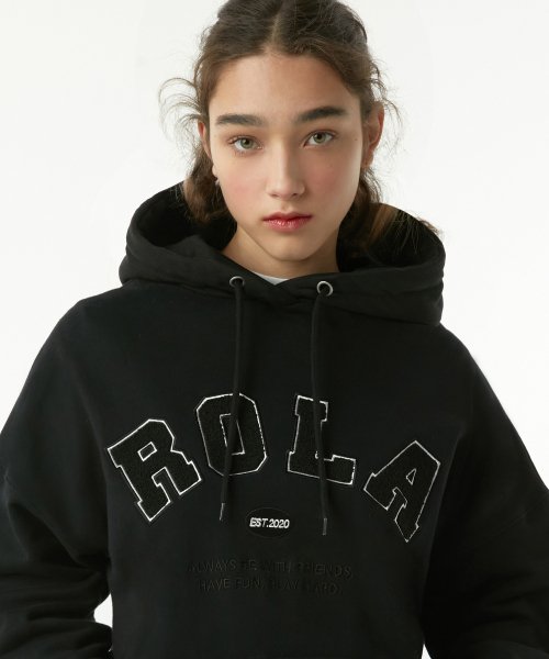MUSINSA | ROLAROLA (HD-20521) ROLA SIGNATURE HOOD T-SHIRT BLACK
