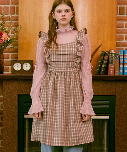 로라로라() (OP-20514) CHECK RUFFLE SLEEVELESS ONE-PIECE MULTI 상품 이미지