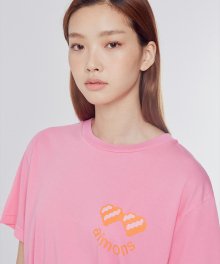 핑크 스마일 에몽 프린트 티셔츠