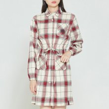 CROSS STRIPE BUTTON DRESS_OATMEAL