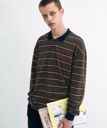 POST STRIPED PK T-SHIRTS (KHAKI)