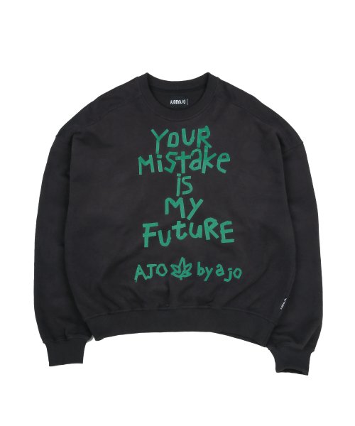 【AJO AJOBYAJO】Oversized Tape Slogan Sweatshirt 아조바이아조(AJOBYAJO) [기모] Oversized Tape Slogan